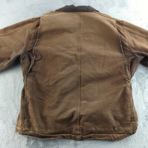 Vintage Y2K Carhartt Jacket XL Brown C61 Sandstone Sherpa Lined Coat Sunfade - Picture 11 of 16